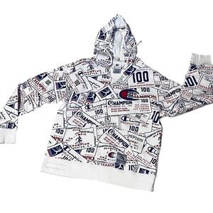 Champion 100 Hoodie Men's Large Century Celebration All Over Print Medium